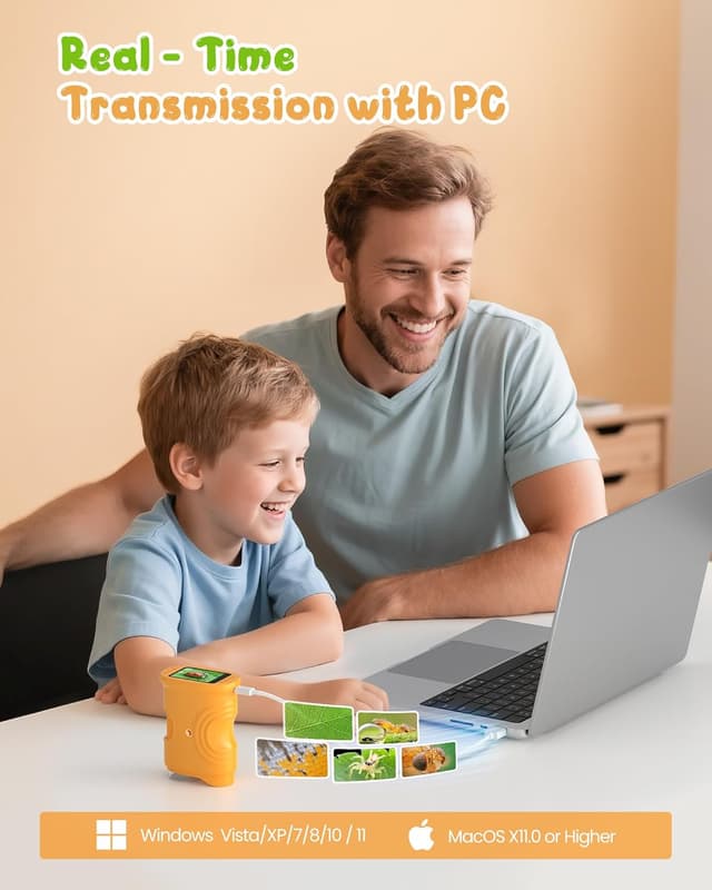 Detalle de 1000X Digital Mikroskop für Kinder – Taschenmikroskop mit 2,0" IPS-Bildschirm und 8 LEDs