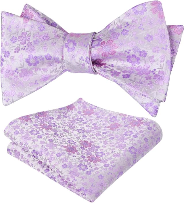 Detalle de Mens floral bow tie set 24x24cm pocket square