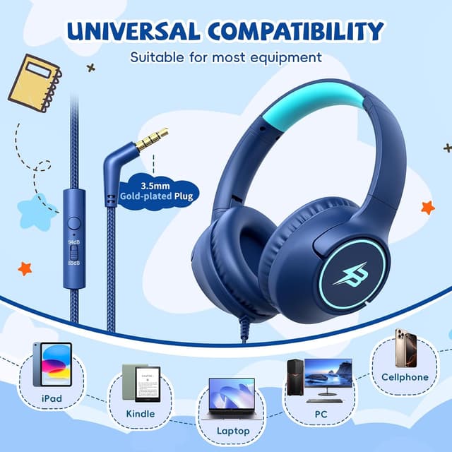 Detalle 2 de Kids Headphones 85dB Volume Limit