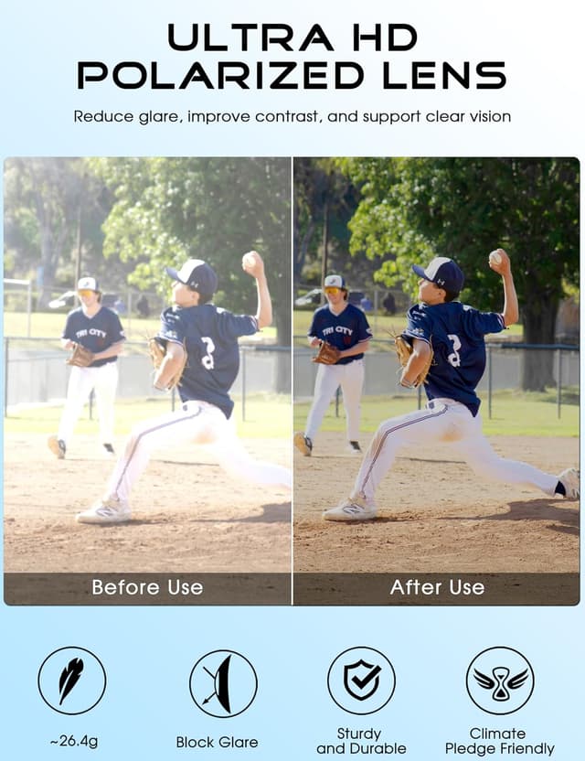 Detalle de ATTCL Lunettes de soleil de sport légères UV400 pour enfants et adolescents XQ548