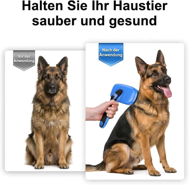 Detalle 2 de Hundebürste für Unterwolle Ein-Klick blau