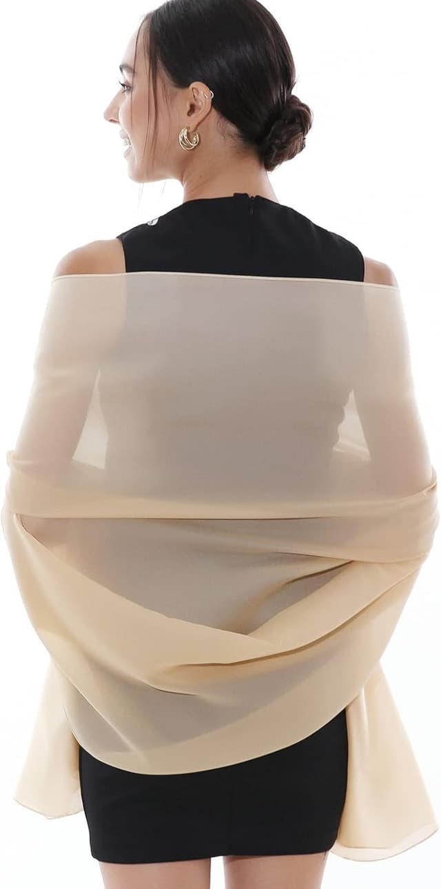 Detalle 2 de RIIQIICHY foulard/sciarpa in seta da donna in poliestere double-face, stola da cerimonia 180×90 cm