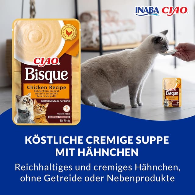 Detalle 2 de INABA Ciao Bisque Katzenfutter Nass (ohne Getreide & Zucker) 12 x 40 g