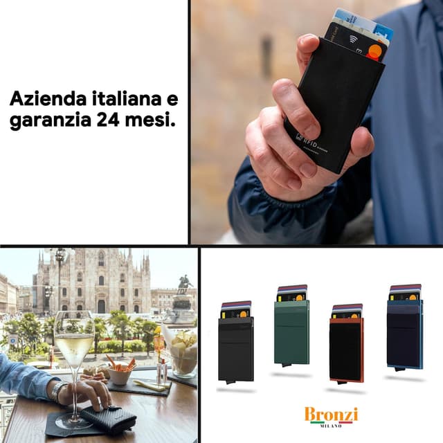 Thumbnail 6 de Bronzi Portafoglio Slim Piccolo con protezione RFID e portamonete (nero) – portacarte uomo/donna