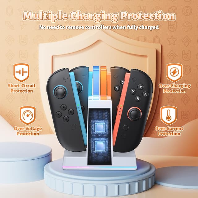 Thumbnail 6 de FASTSNAIL RGB Ladestation für Joy Con 2 – magnetisch, für bis zu 4 Controller, 9 RGB-Modi (Weiß)
