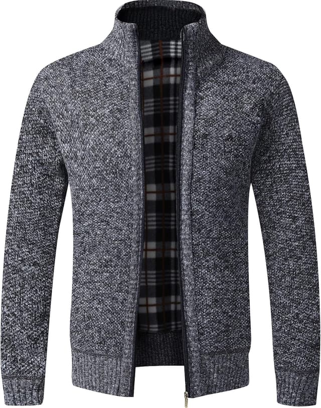 Thumbnail 6 de GLESTORE Herren Strickjacke/Trachtenjacke Cardigan mit Stehkragen und Reißverschluss