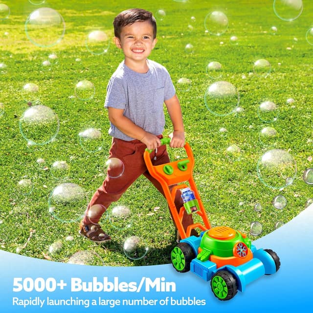Detalle 2 de SLOOSH Bubble Lawn Mower Toddler Bubble Machine (Blue) – bubble-blowing push toy for outdoor play