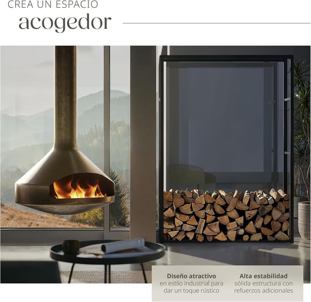 Detalle de tectake Leñero de acero, gran capacidad