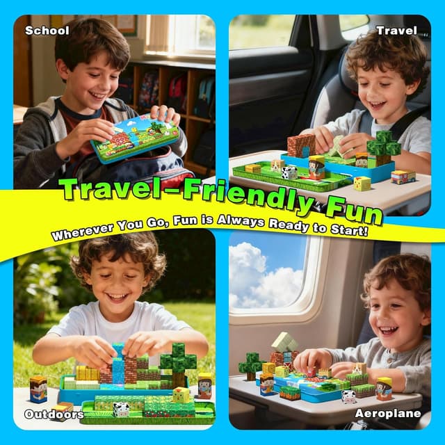 Detalle 1 de Mini Magnetic Blocks Farm Magnetic Building Cubes Set (40 Pieces) with Portable Iron Box