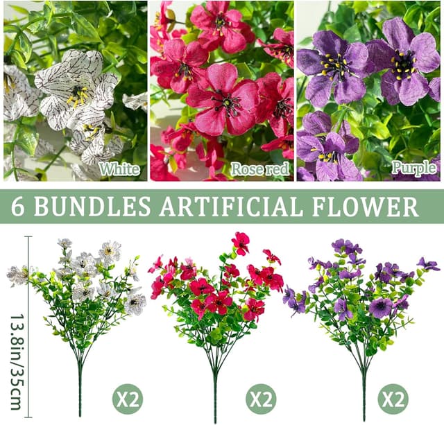 Thumbnail 1 de ROLLWAY Lot de 6 fleurs artificielles 35 cm