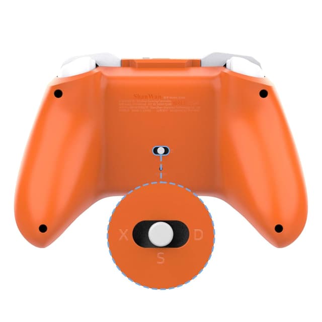 Detalle 2 de ShanWan Wireless Controller (2.4G/Bluetooth) für Windows, PC, Android, iPhone, Switch & Steam – mit Hall-Effect Trigger, Turbo & Rumble (Orange)