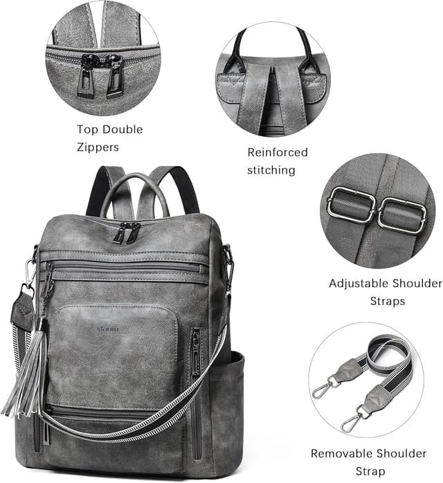 Detalle 2 de Shrrie sac à dos en cuir vegan imperméable pour ordinateur portable 15,6 pouces (femme)