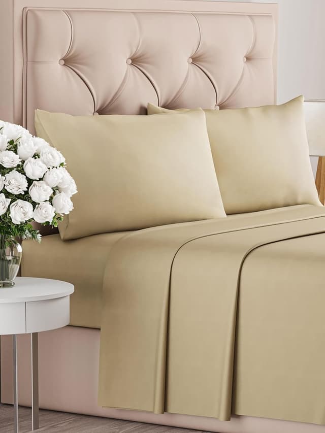 Detalle de Ensemble de draps 4 pièces 180x200 beige