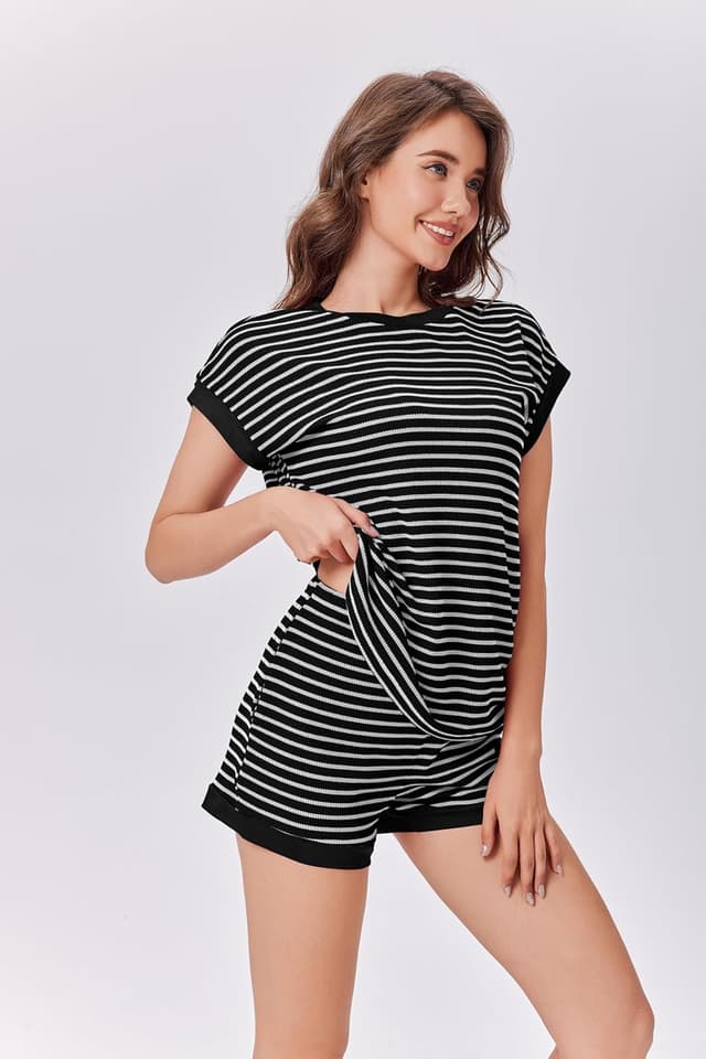 Detalle 2 de Ekouaer Pyjama femme rayé, short S-XXL