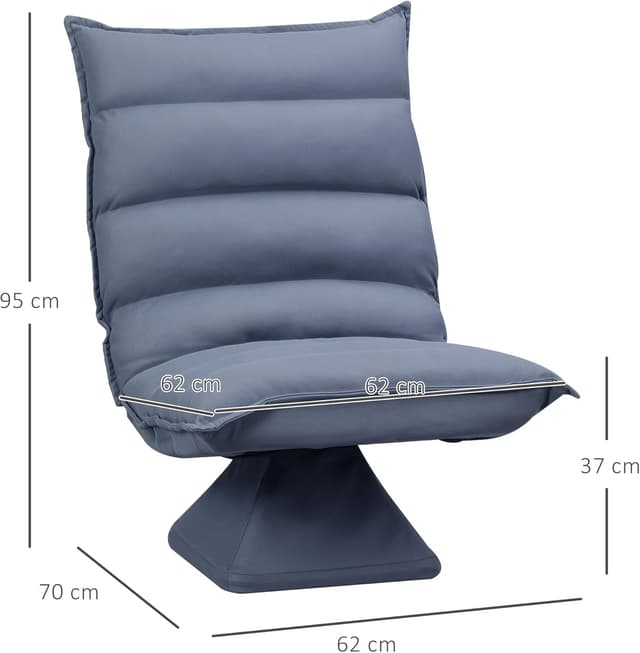 Detalle de HOMCOM Fauteuil de sol paresseux pivotant 360° avec dossier inclinable gris capitonné
