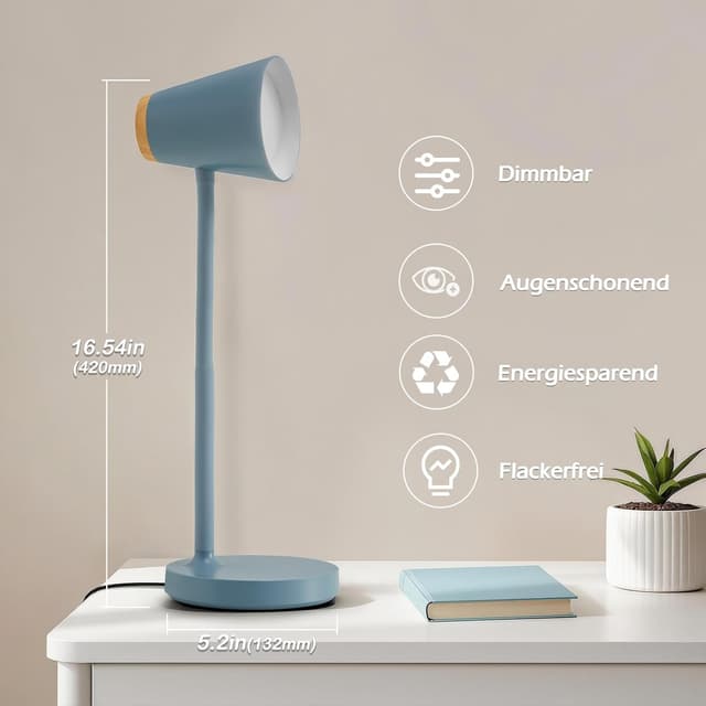 Detalle de GyroVu LED-Schreibtischlampe mit Touch-Dimmung und flexiblem Gänsehals (blau)