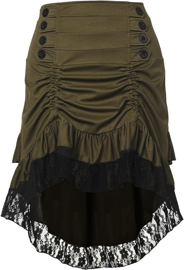 Detalle de Viktorianischer Steampunk-Rock für Damen im Gothic-Vintage-Stil (Übergröße) – mit verstellbarer Kordelzug-Länge