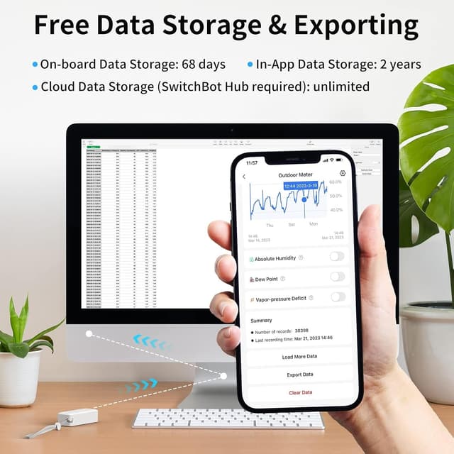 Detalle 2 de SwitchBot IP65 Termómetro Higrómetro Exterior Bluetooth 100m 🌡