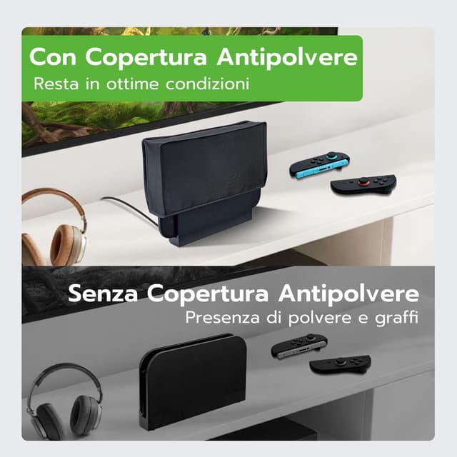 Detalle de Tolesum Copertura antipolvere protettiva per Switch 2 e base ufficiale Switch 2 (cover accessorio anti-graffio e impermeabile) - nero