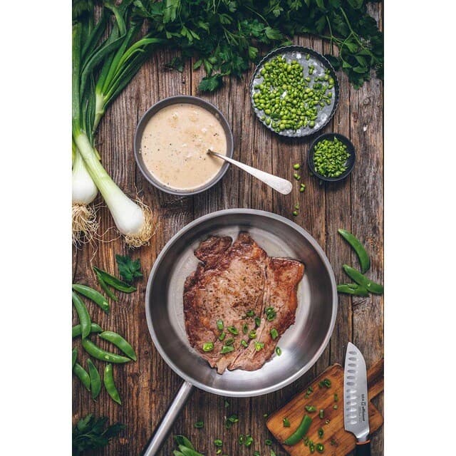 Detalle 2 de Bra Set de 3 sartenes de acero inoxidable profesional 24 cm