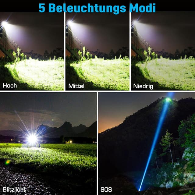 Detalle de Glarylight Taschenlampe 1000000 Lumen 🔦