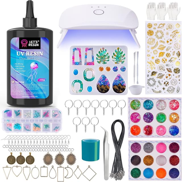 Imagen de LET'S RESIN UV Resin Kit with Lamp 153Pcs Jewelry Making Kit 💎🎨 en OfertitasTOP