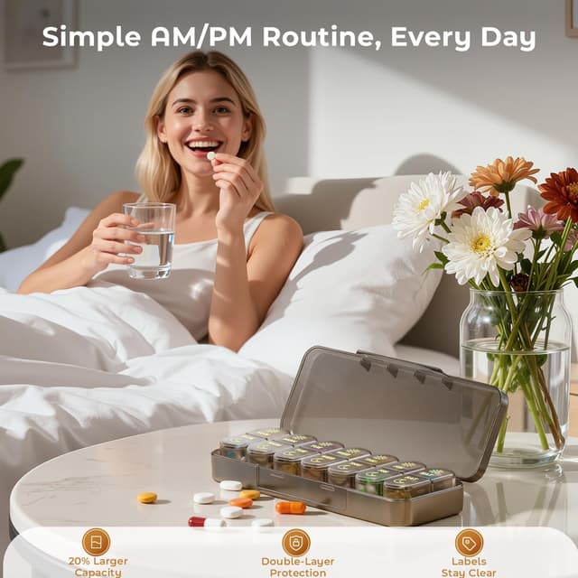 Thumbnail 3 de Betife 7‑Day Pill Box Organiser 2x Daily