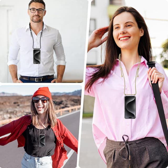 Thumbnail 6 de OLEPHY Handykette für iPhone 16 Plus: transparente Stoßschutz-Hülle mit verstellbarem Umhängeband (6,7 Zoll) – Yellow