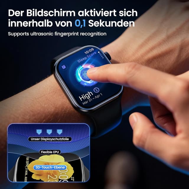 Thumbnail 6 de UniqueMe Displayschutz für Apple Watch 42 mm – 4er-Set HD-TPU-Folie (Series 11/10) mit einfacher Installation