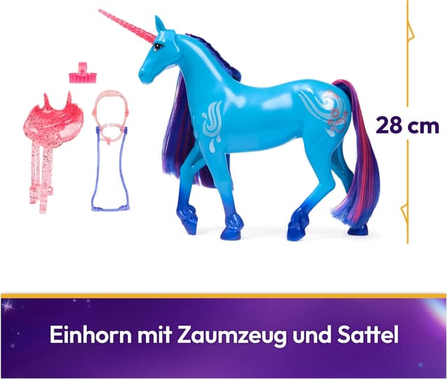 Detalle de Unicorn Academy Einhorn River (28 cm) – Original-Einhorn mit echter Mähne, abnehmbarer Ausrüstung & Bürste, ab 4 Jahren