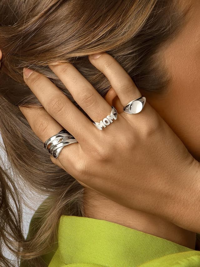 Thumbnail 2 de SINGULARU Anello Double Cross in ottone placcato rodio, misura 10–20 💍