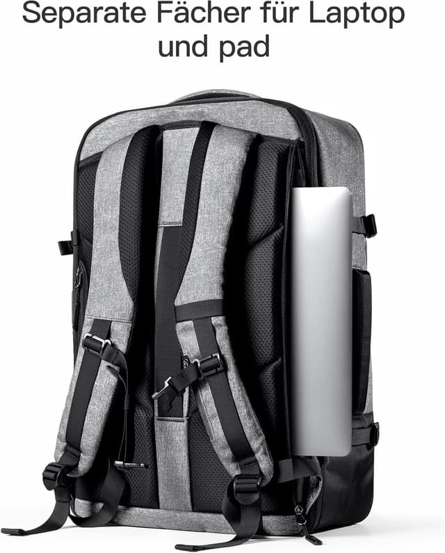 Detalle de Inateck erweiterbarer Reiserucksack 38,5–46,2 L fürs Handgepäck mit Laptopfach (bis 15,6 Zoll)