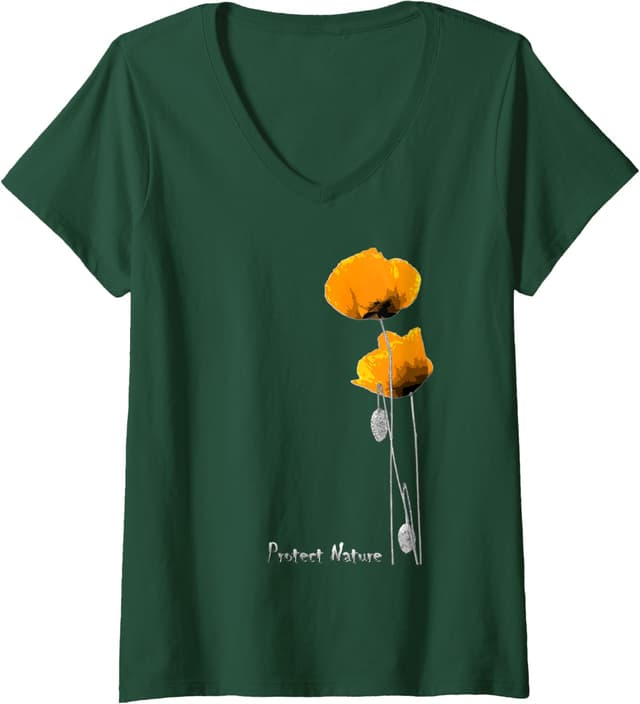 Thumbnail 6 de Femme Protect Nature T-shirt col V « Pavots Orange et Abeille »