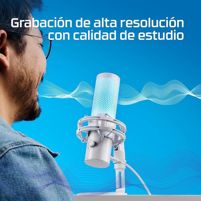 Detalle 2 de HyperX Quadcast 2 Frost — micrófono USB para streaming 🎤