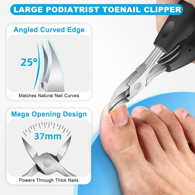 Detalle de DRMODE 2026 Toenail Clippers Set (5-in-1) for Thick Toenails, Angled & Ingrown Nail Clippers with Long Handle