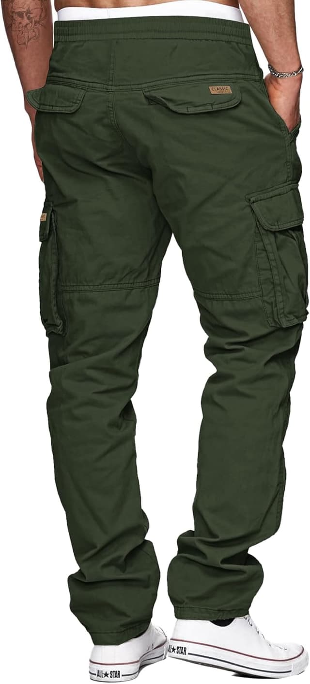 Detalle de TARAINYA Cargohose Herren aus Baumwolle mit Stretch, Baggy Fit und Kordelzug