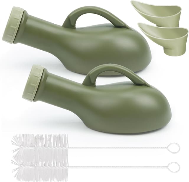 Detalle de 2 x 1000ml Male Urine Bottles (Unisex) with Female Adapter, Screw Lid & Cleaning Brushes