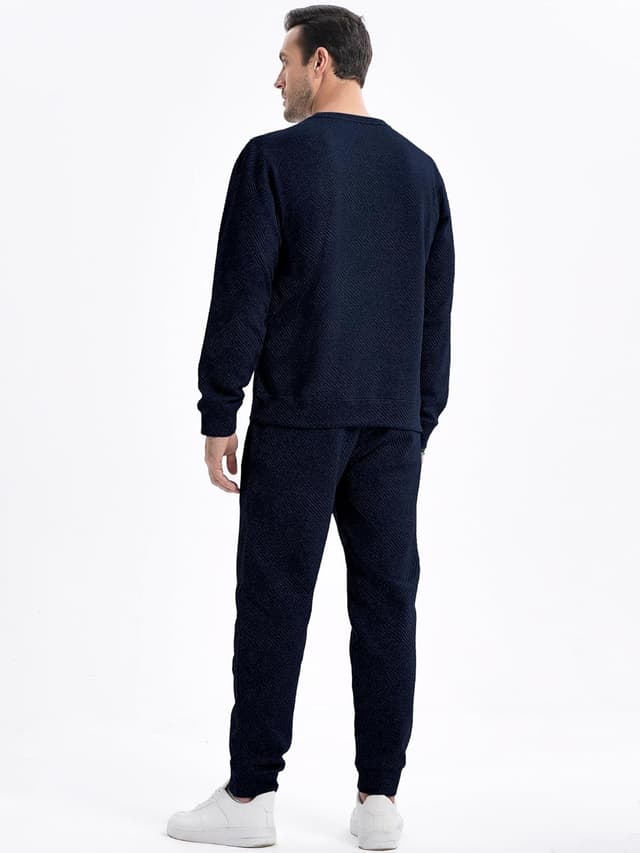 Detalle de JMIERR Herren-Jogginganzug 2-teiliges Set mit Sweatshirt und Jogginghose (Strukturmuster)