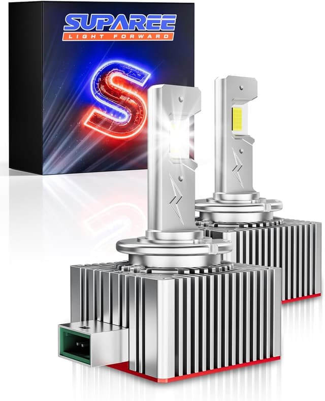 Detalle de SUPAREE D3R/D3S LED Headlight Bulb Conversion Kit (35W) with Canbus & Cooling Fan – Plug and Play, 2 Pack