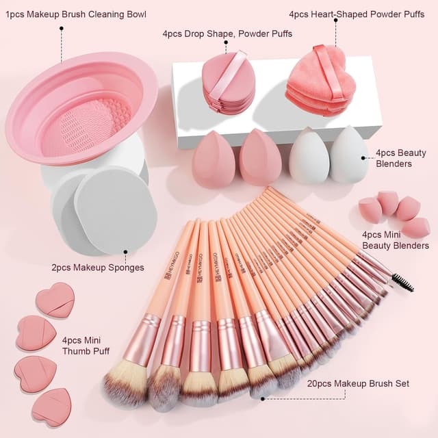 Thumbnail 6 de HEYMKGO Set pennelli make up 43 pezzi con borsa e spugnette