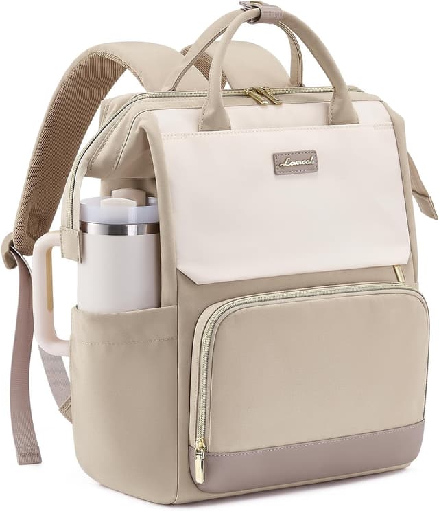 Detalle de LOVEVOOK Rucksack Damen für 15,6" Laptop – Schulrucksack mit Trinkflaschen-Fach und offenem Hauptfach