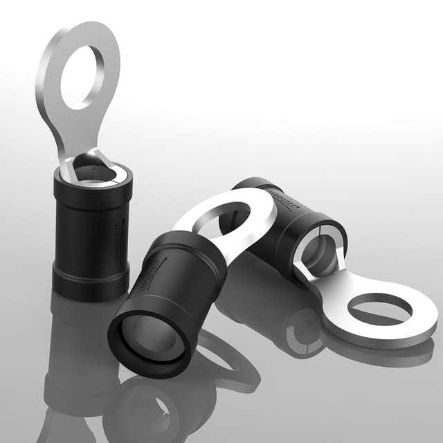 Detalle 2 de AUPROTEC 10x connettori ad occhiello isolati parzialmente per cavi 2,5–4,0 mm², foro M5 (nero)