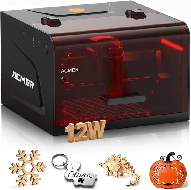 Detalle de ACMER Laser Engraver K1 Desktop 12W compact laser engraving machine (150×150mm work area)