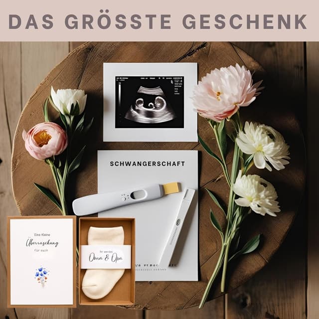 Detalle de Milaboo Geschenkbox zur Schwangerschaftsverkündung – personalisierte Überraschung „Du wirst Oma/Opa/Tante/Onkel“ mit Babysöckchen