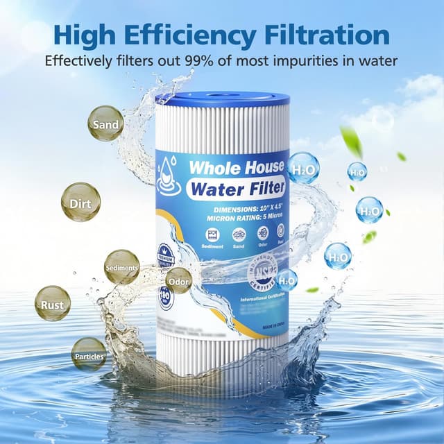 Detalle de 5 Micron 10" x 4.5" Whole House Water Filter Replacement (4-Pack) for GE FXHSC / DuPont WFHDC3001 and more