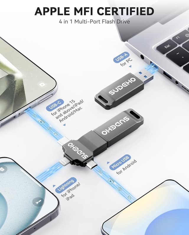 Detalle 2 de SUDEHO MFi Certified USB Stick 128GB for iPhone