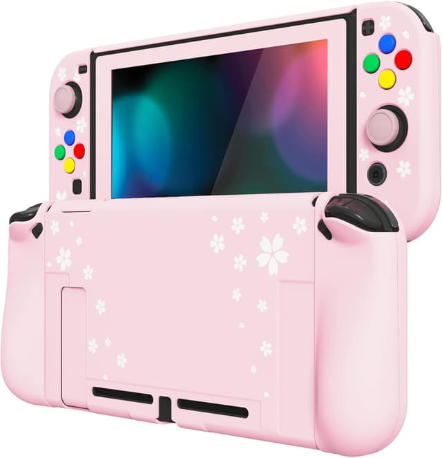 Thumbnail 6 de Playvital AlterGrips Dockable Protective Case for Nintendo Switch (Cherry Blossoms Petals) with screen protector and grip caps