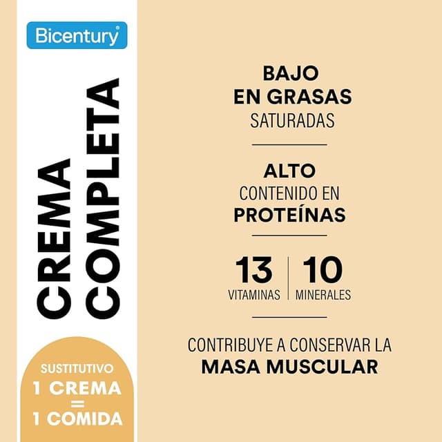 Detalle 2 de Bicentury Crema Completa Sustitutiva de Comida Vainilla 🥄