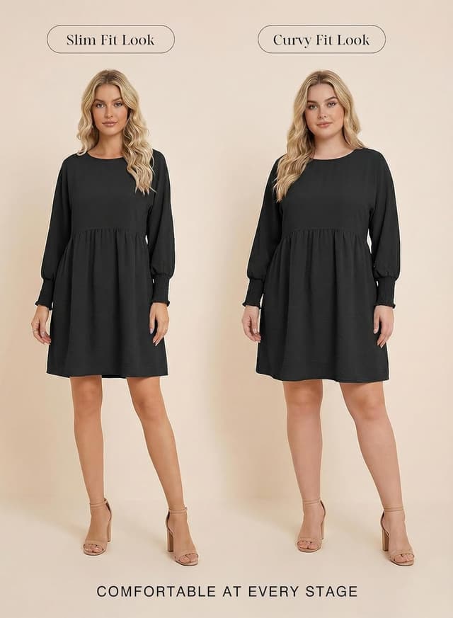 Detalle de Dokotoo Women’s Casual Tunic Dress (Empire Waist, Short Sleeve Babydoll Style)