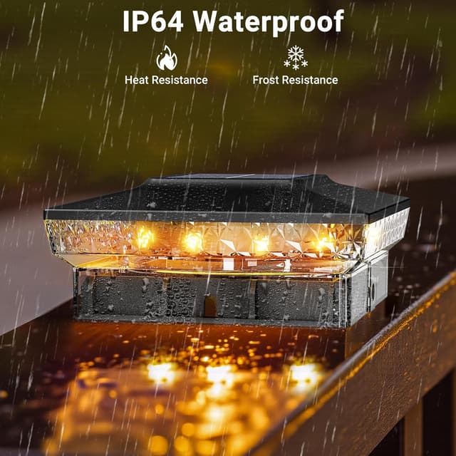 Detalle 2 de btfarm 4 Pack Solar Post Lights with 16 LED and 2 Colour Modes for 4x4 Posts (Warm/Cool White)